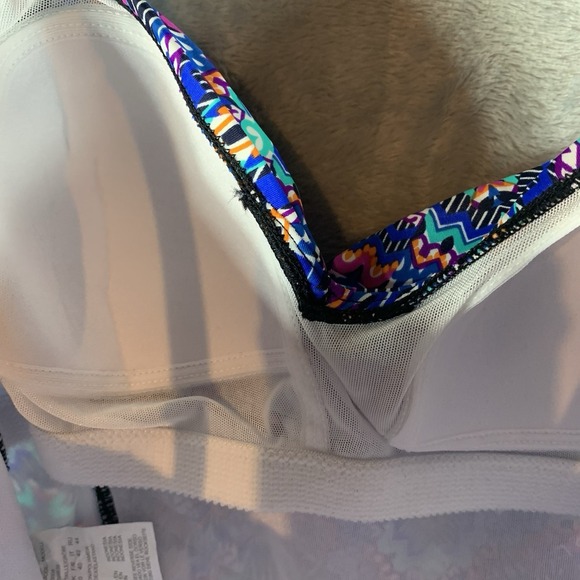 Swim Solutions Women's Swimsuit 8 One Piece Ruched Geometric Print Tummy Control - Picture 6 of 7